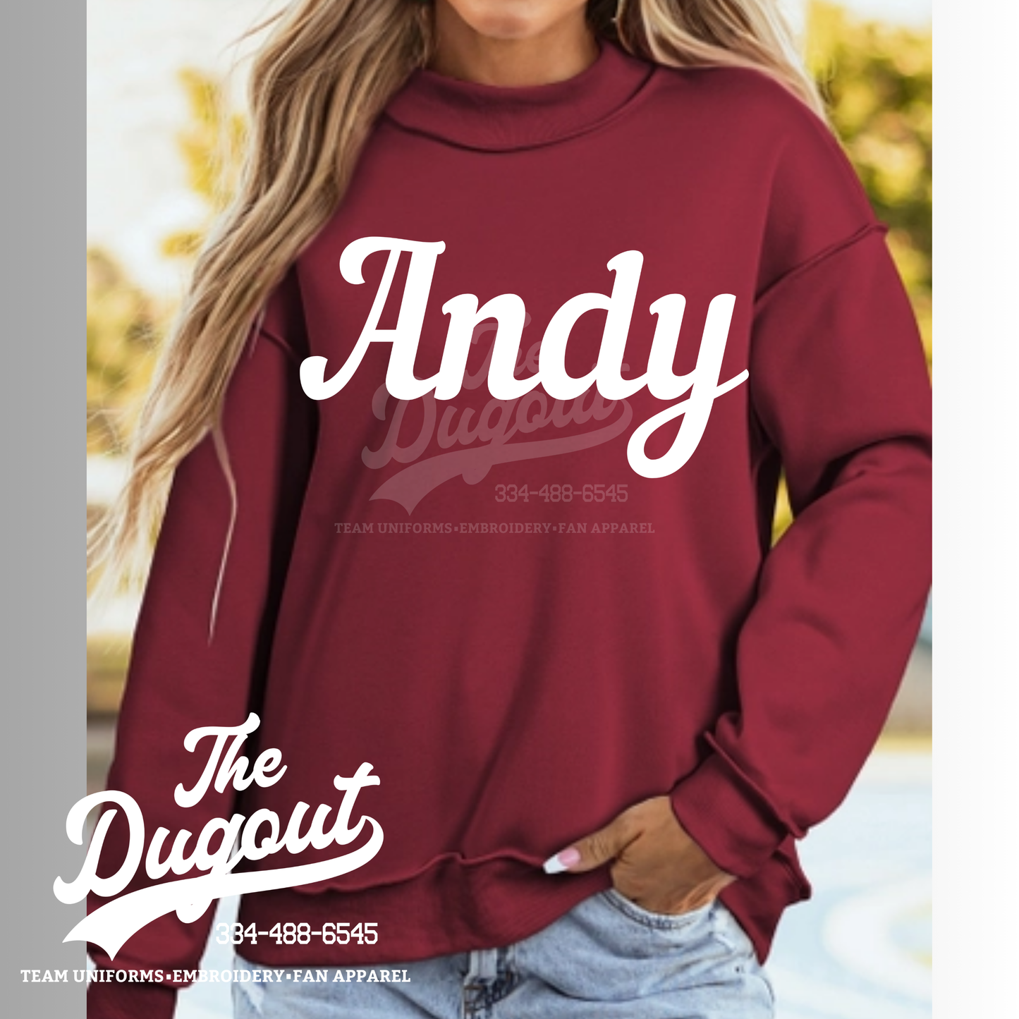 Drop Shoulder Blank Reversible Mock Neck Sweatshirt
