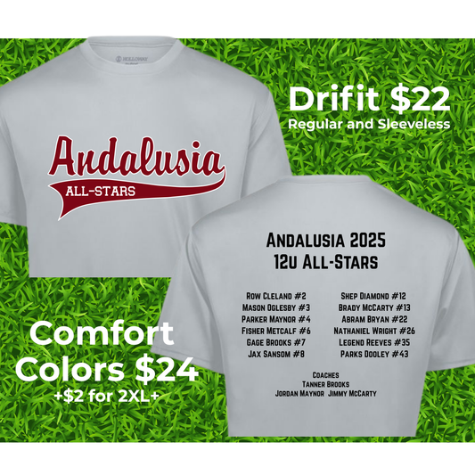12U Andalusia Baseball All-Stars Shirt