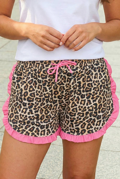 Polka Dot Print Contrast Ruffle Trim Shorts