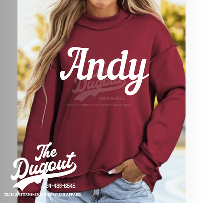 Drop Shoulder Blank Reversible Mock Neck Sweatshirt
