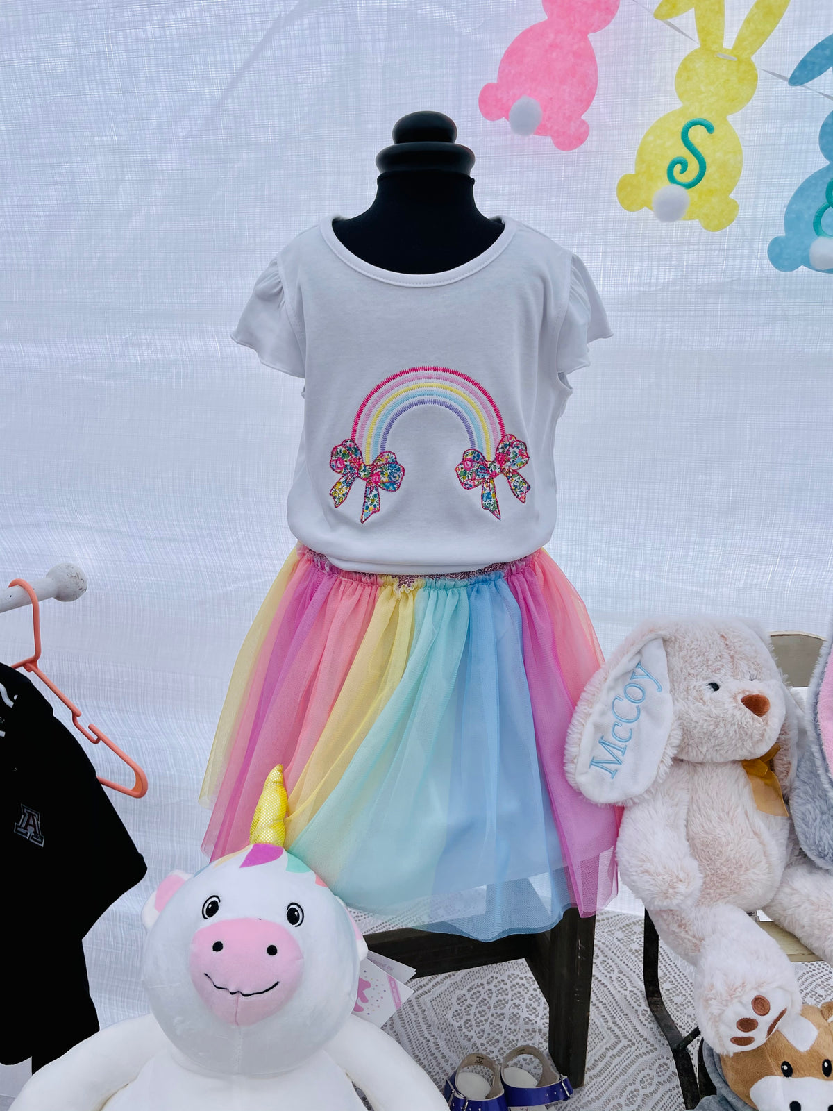 Flutter sleeve rainbow shirt