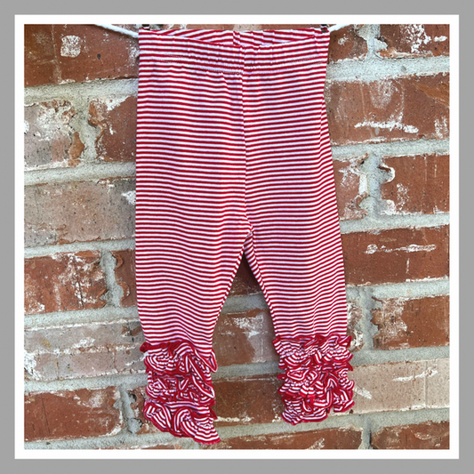 Red Stripe Ruffle Pants