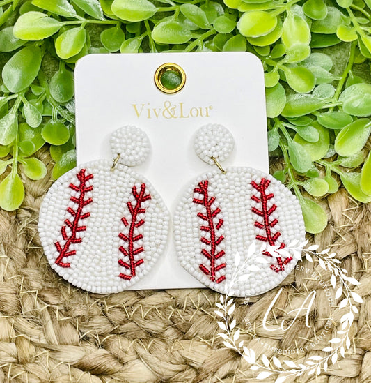 Beaded Baseball Earrings